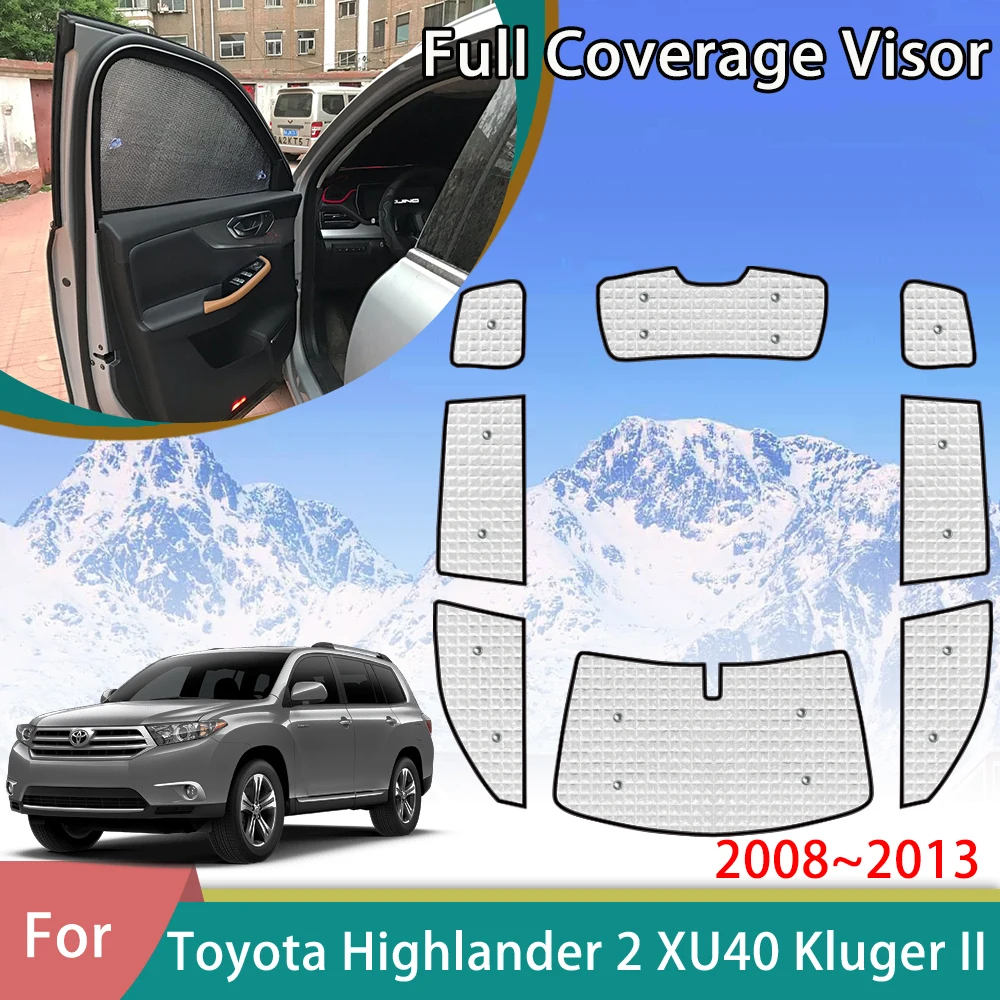 

Автомобильный солнцезащитный козырек для Toyota Highlander 2 XU40 Kluger II 2008 ~ 2013 2012 2011, автомобильные аксессуары, оконные шторы, солнцезащитные наклейки