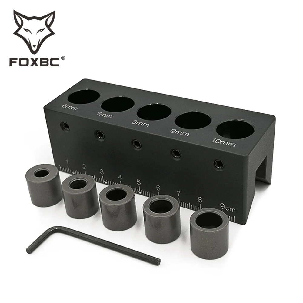 FOXBC Woodworking Round Tube Punch Locator Jig 90 Degree Angle Guide Aluminum Alloy Hole Drill Guide Carpentry alloy angle ruler finder measuring ruler perforated mold template locator drill guide tile hole drill guide locator multi fold