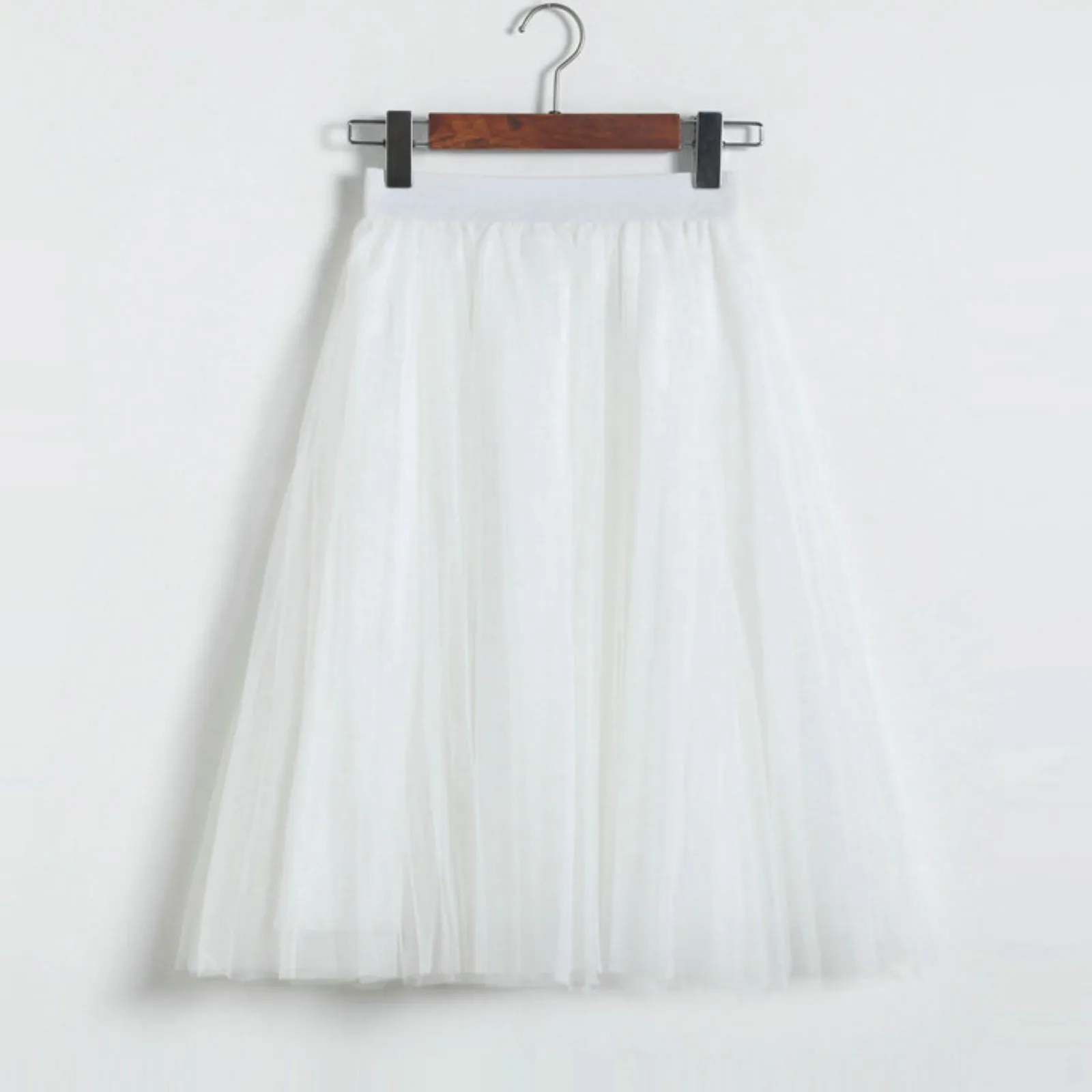 

Women's A Line Pleated Skirt Mid Long Tutu Skirt Ruffle Mesh Vintage H Chiffon High Waist Bubble Skirt