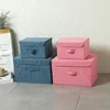 Washable Cotton Linen Fabric Folding CD Storage Box Foldable Bins Toys Organizer With Lid Storage Basket Laundry Basket 1