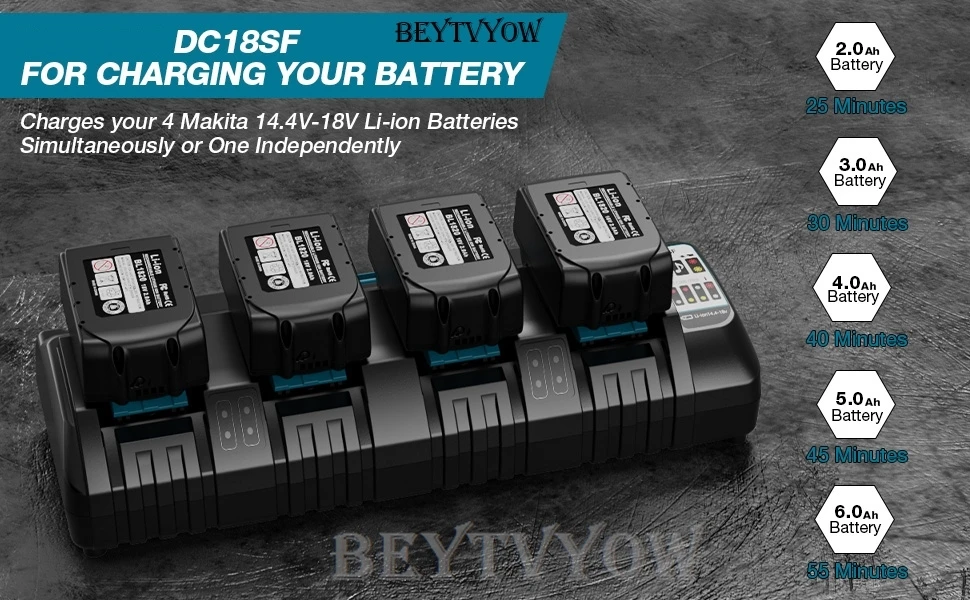 4 Port Battery Charger for Makita 14.4V-18V Lithium Batteries Charger Rapid Char
