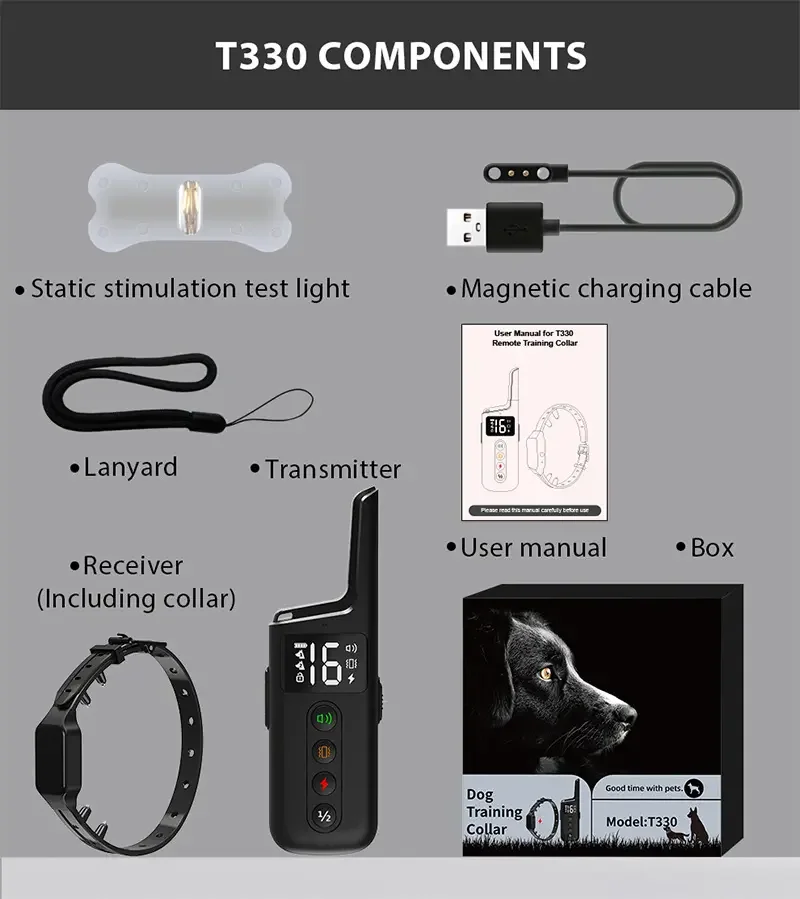 Dog Training Collar Wrap-Around Shock 1000ft Control Distance 3 Training Modes Beep Vibration Shock Dog Anti-barking Collar pet dog training collar