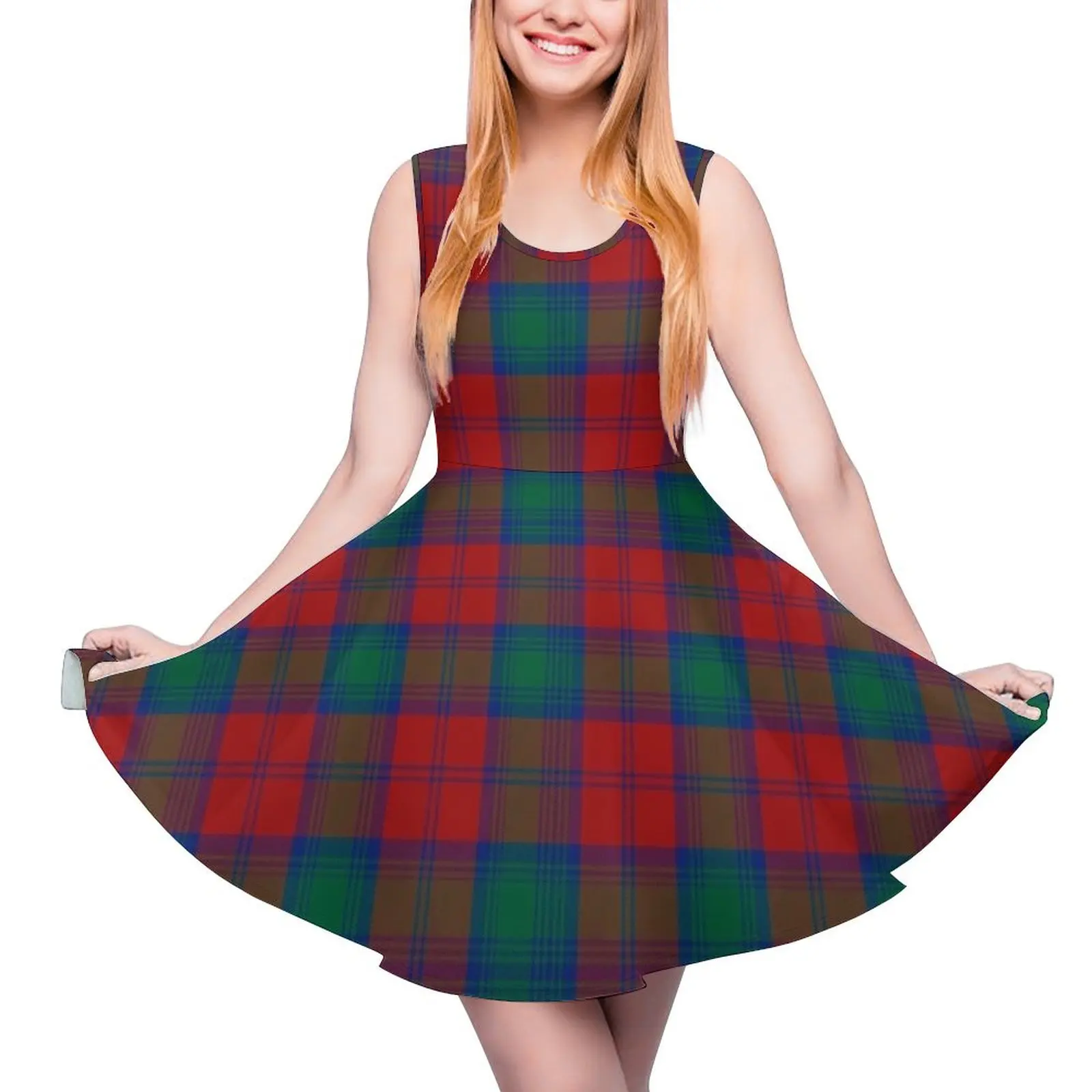 Clan Lindsay Tartan Sleeveless Dress long sleeve dresses cocktail dresses summer dress daily
