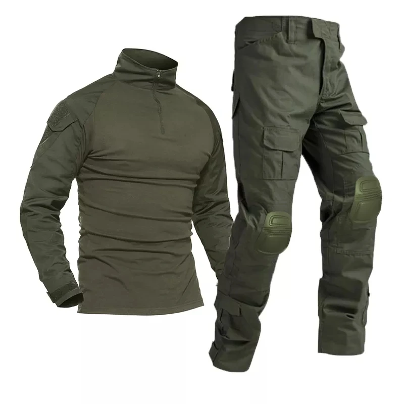 Outdoor Suit Set Men Tactical Suits Outdoor Paintball Clothing Uniform Shooting Combat Camouflage Shirts Cargo Knee Pads Pants
