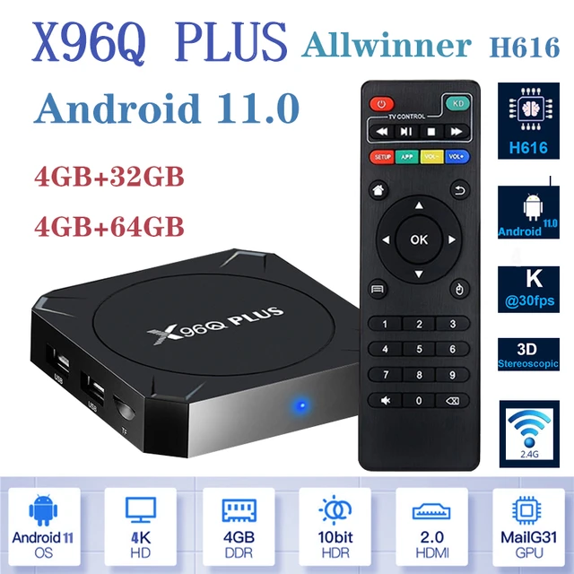Décodeur Smart TV X96Q Plus, Android TV Box 2023, AllWinner H616, 4K,  lecteur multimédia, 11.0, 4 Go, 64 Go - AliExpress