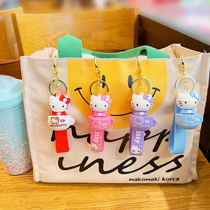 

Sanrio Hello Kitty Kuromi Cartoon Keychain Creative Small Gifts Cute Cinaamoroll My Melody Schoolbag Pendant Doll Car Key Chain
