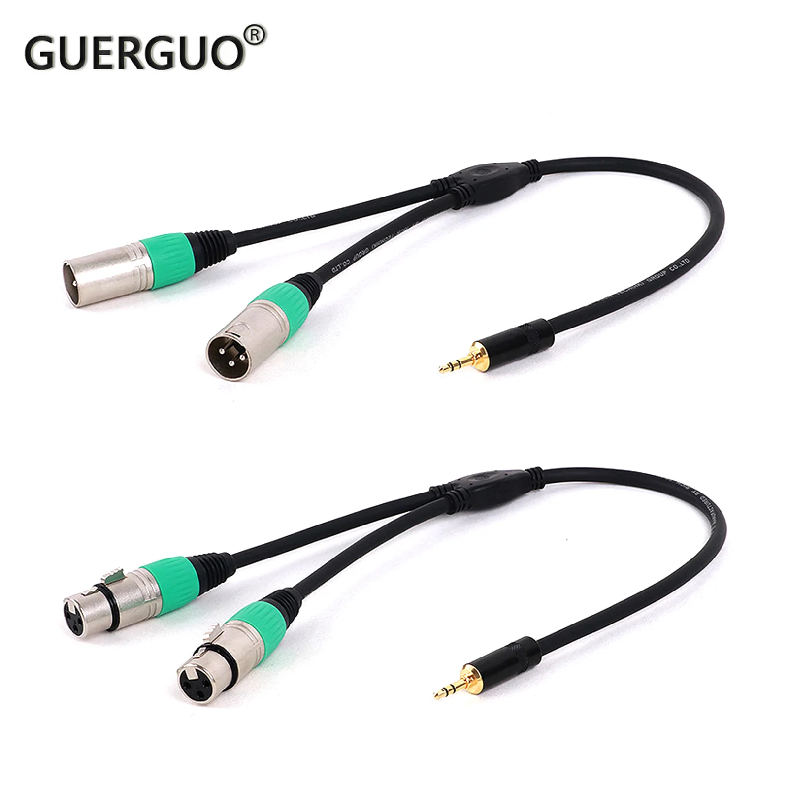 Guerguo Multi color 3,5mm Jake Stereo Stecker Stecker Kabel an Dual 3pin XLR Stecker/Buchse Stecker für HDTV DVD MP3 0,3 m-0,5 m