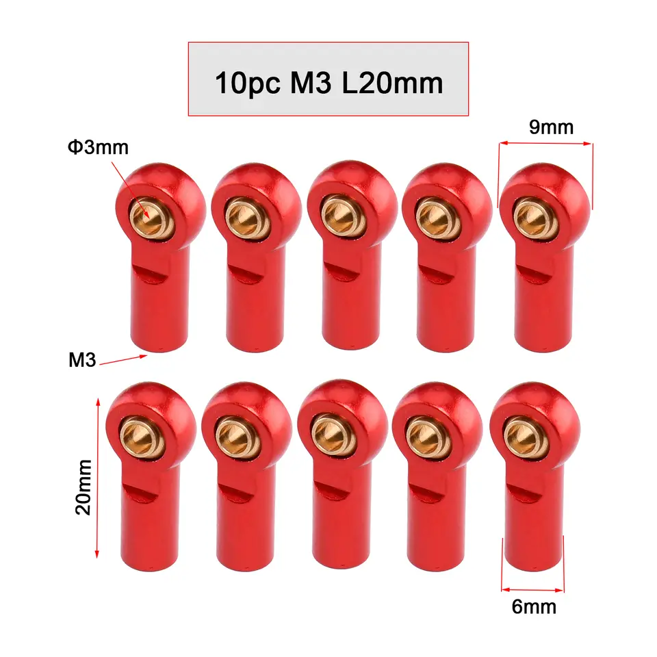 10PCS Aluminum Alloy M3 Link Rod End Ball L18mm/20mm/26mm Metal Rod End Ball For Rc Boat Airplane RC Crawler Car Truck Buggy image 20
