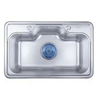 อ่างล้างจานสแตนเลส 304 ผิวลายนูน ขนาดใหญ่ ช่องเดียว แบบรวมอเนกประสงค์ พร้อมอ่างล้างผัก 7548 3