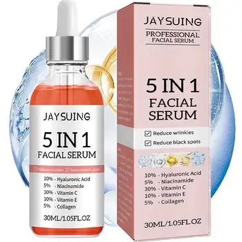 Siero viso 5 in 1 30% vitamina C idratante sbiancante antirughe invecchiamento niacinamide acido ialuronico siero viso cura della pelle 30ml