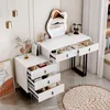 Makeup and Dressing Table with Mirror and Lamp, Small Dressing Table with 5 Drawers, and Adjustable Modern Dressing Table 6