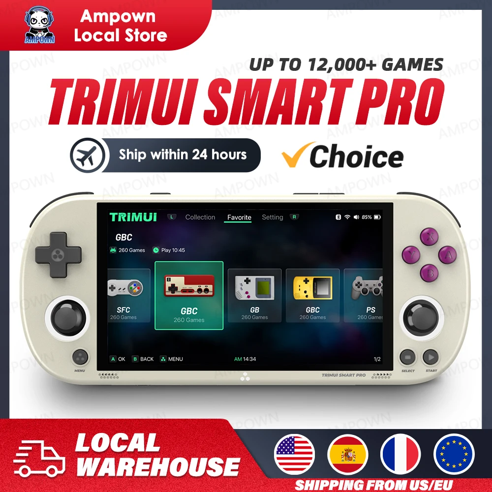 Consola de juegos portátil Trimui Smart Pro, pantalla IPS de 4,96 pulgadas, sistema Linux, Joystick, iluminación RGB, consola de videojuegos Retro Trimui, regalo