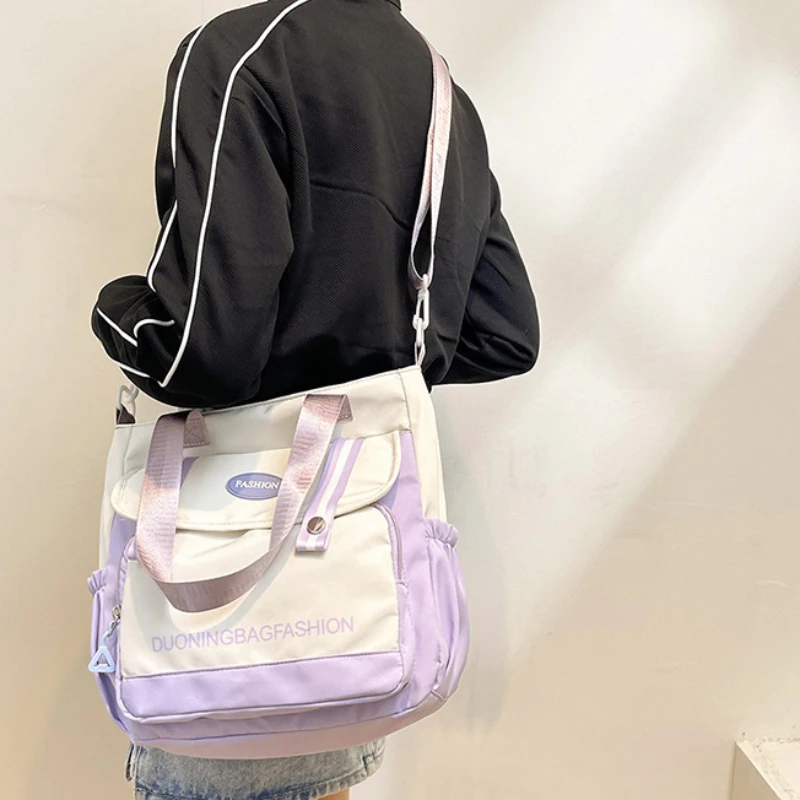 Large Capacity Harajuku College Canvas Single Shoulder Bag - Stylish Women's Japanese Style Handbag for Carrying Books