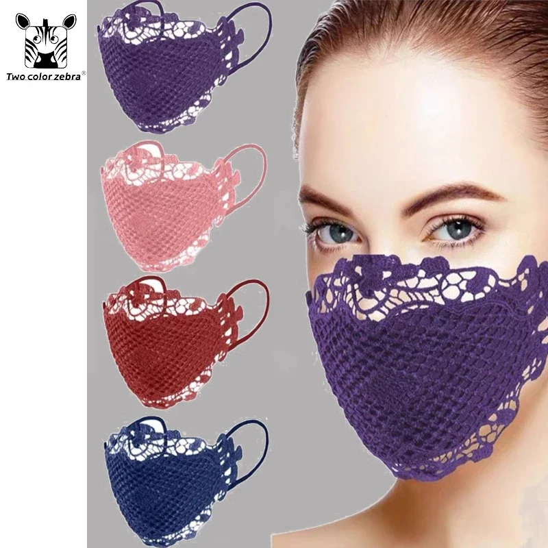 

Adult Delicate Lace Applique Mouth Face Masque WoMouth Cover Cloth Masks Face Shield Halloween Women Cosplay Costume Mask