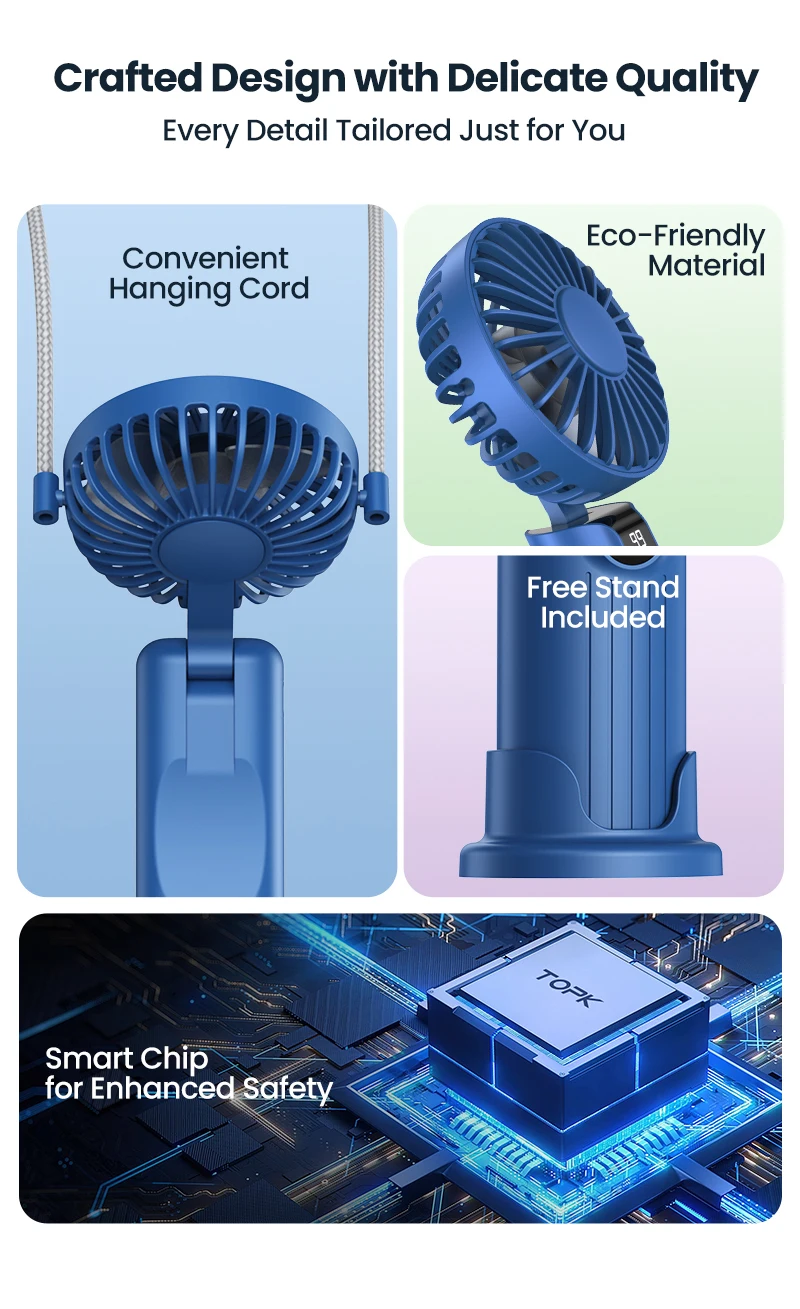 USB Rechargeable Mini Portable Fan - Adjustable Speed