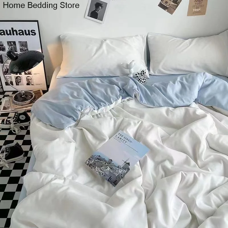 

Комплект постельного белья Ins в скандинавском стиле однотонный пододеяльник из мягкого полиэстера двуспальная полноразмерная простыня с искусственной оболочкой наволочки