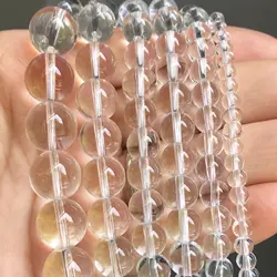 White Clear Crystal Glass Beads: Smooth Round Spacer Beads for DIY Jewelry and Bracelet Making, 15''