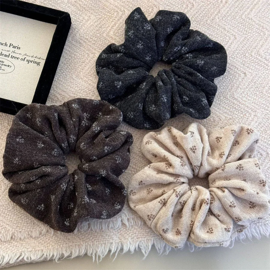 Koreanische Blumenmuster-Strick-Scrunchies für Damen und Mädchen, Elastisches Haarband, Haarschmuck, Haargummi, Kopfschmuck, Pferdeschwanzhalter – Detail 13