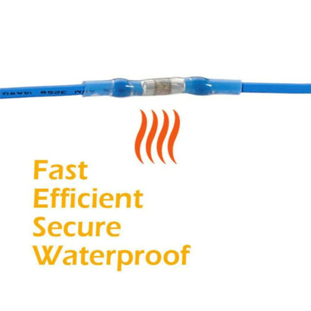 100PCS Waterproof Solder Seal Heat Shrink Butt Wire Connectors Terminals Electrical Copper Welding Sleeve Sealed Sleeve With Box