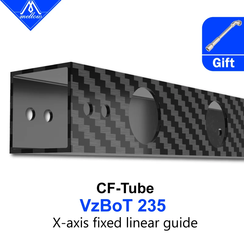 Tubo Quadrado de Fibra de Carbono Suave para Impressora 3d Alta Velocidade Perfuração Cnc de Tubos cf Eixo x Vzbot 235 Vz235 1pc