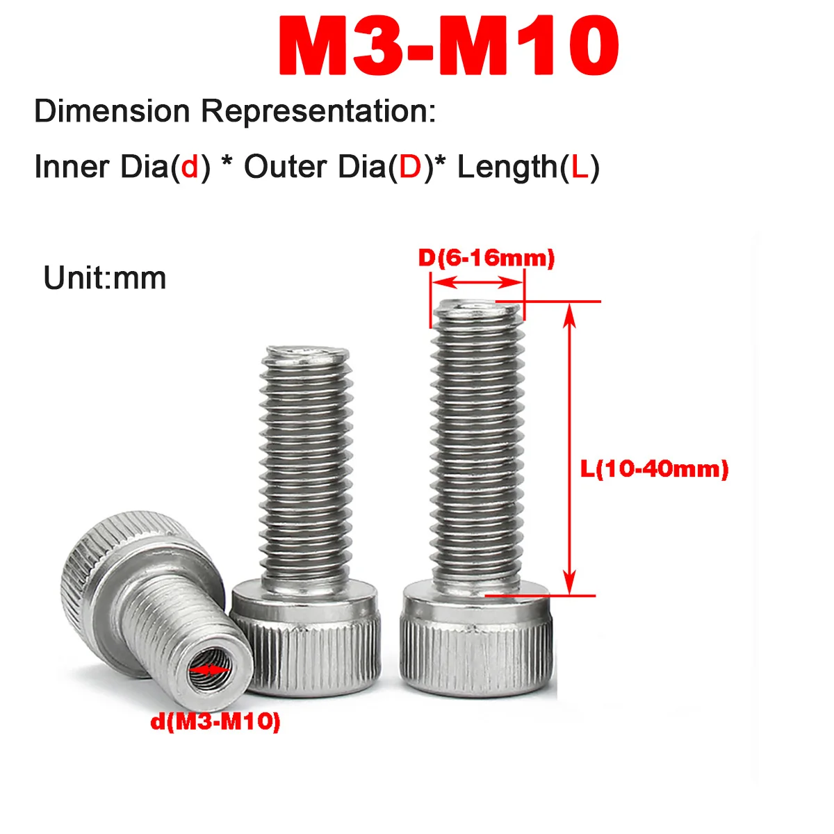 

304 Stainless Steel Hexagonal Screw With Inner And Outer Teeth Conversion Nut Hollow Stop Screw M3M4M5M6M8M10