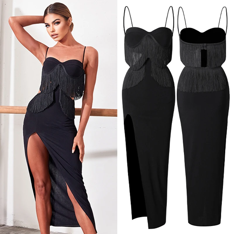 

Latin Competition Dresses Sexy Cutout Fringes Dress Women Black Latin Dance Dress Cha cha Rumba Samba Salsa Dancewear SL6931