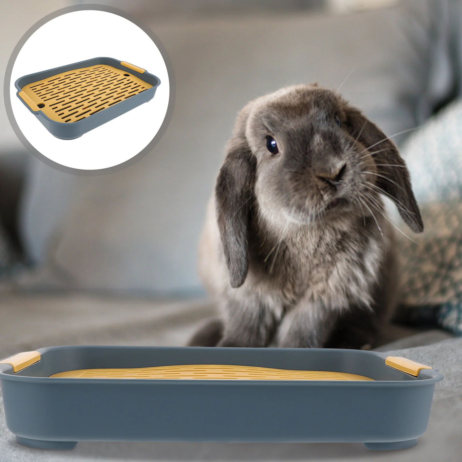 

Rabbit Litter Box Rectangular Hamster Toilet Bunny Litter Box Rabbit Training Potty