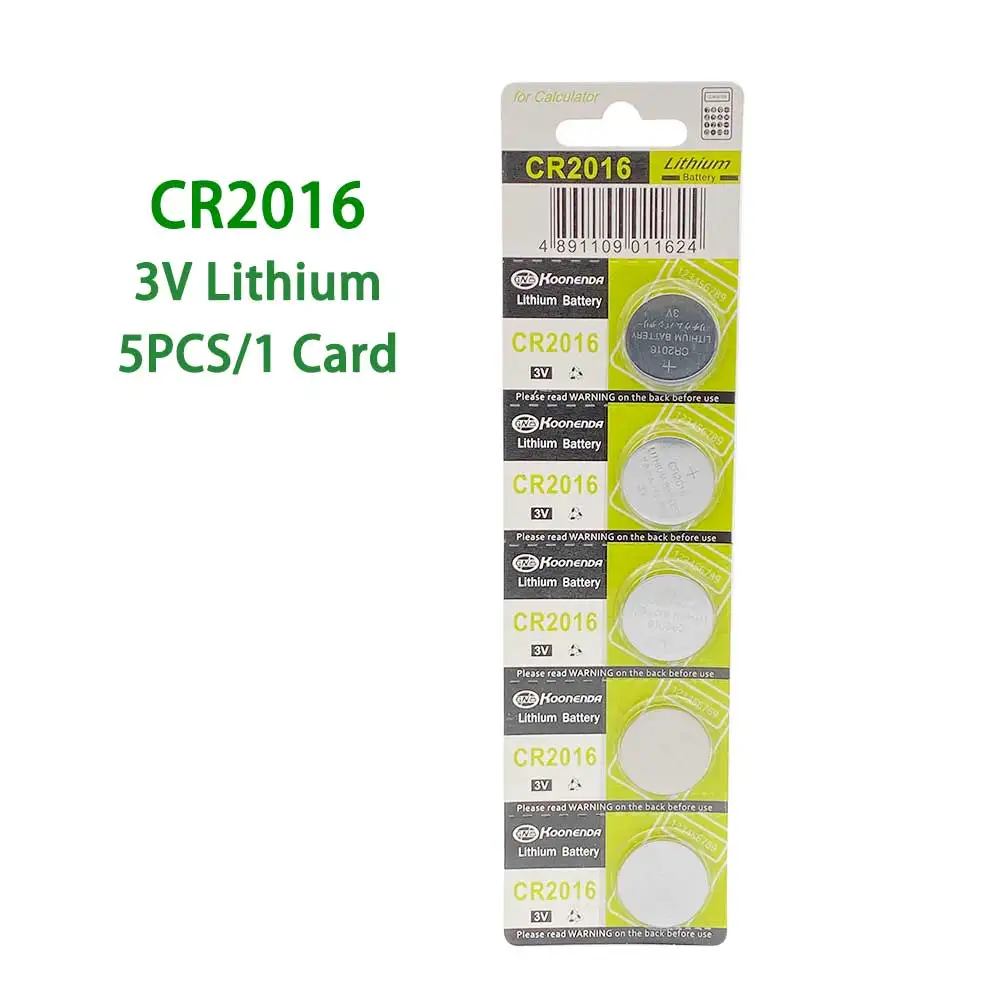 

5PCS/1Card 3V CR2016 Button Batteries LM2016 BR2016 DL2016 Cell Coin Lithium Battery for Watch Electronic Toy Calculators