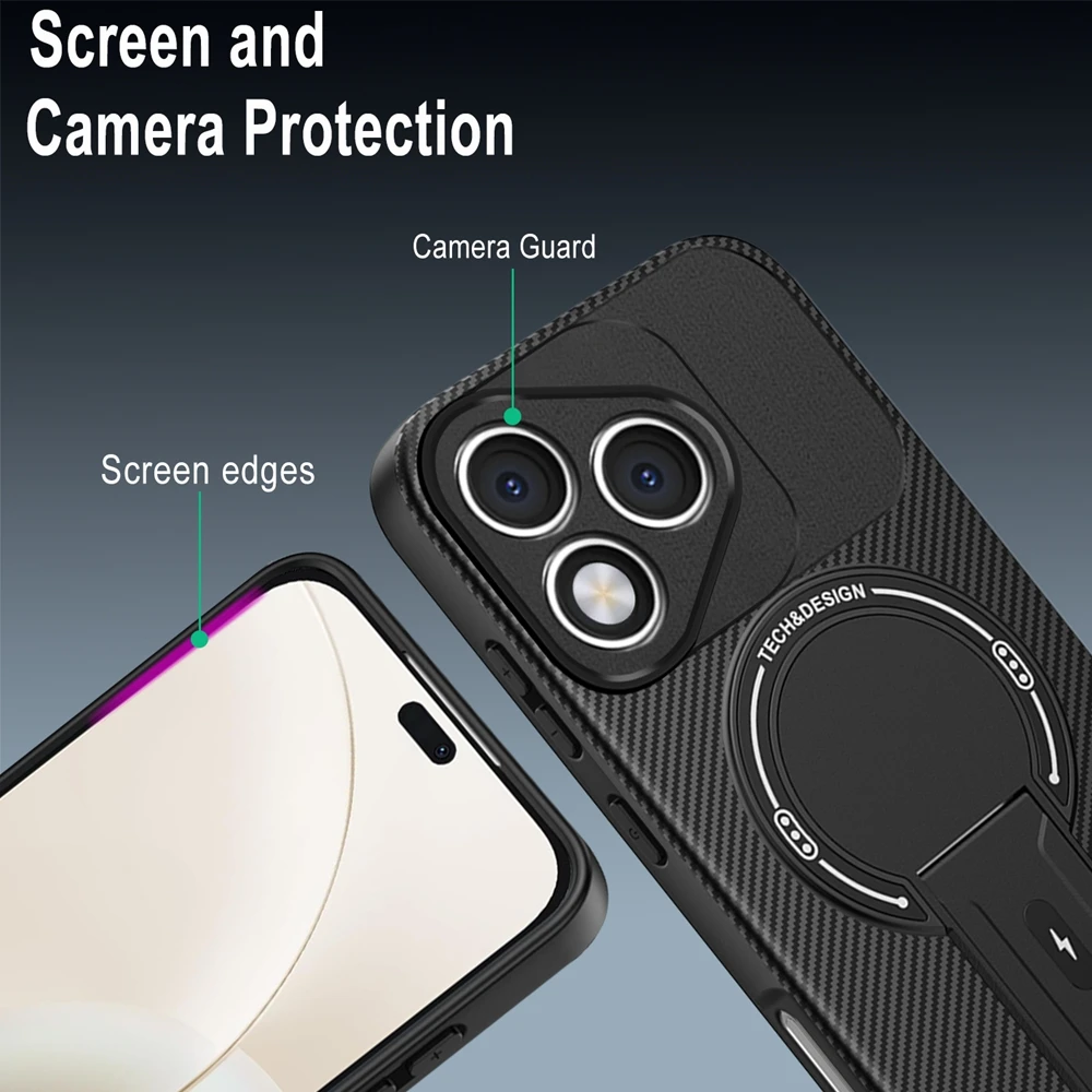 Shockproof Armor Magnetic Wireless Charging Phone Case with Bracket Cover