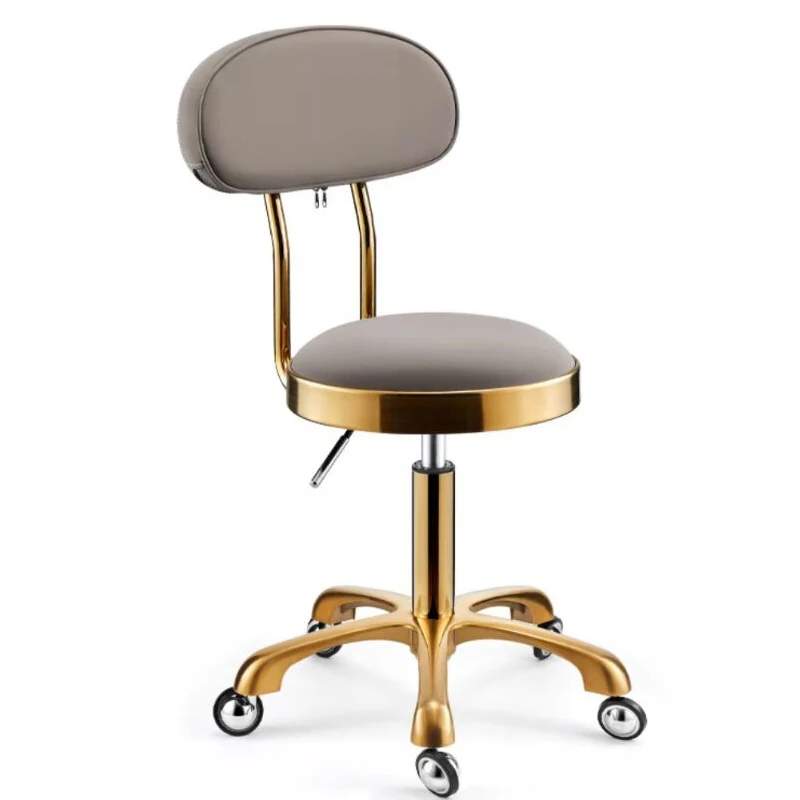 Hairdresser Stools Leather Round Beauty Manicure Stool Barber Chairs Salon Shaving Esthetician Stool With Wheels Rotating Chair