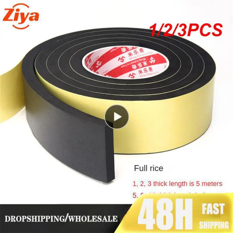 1/2/3PCS Sound insulation Window Door Hardware Weather Stripping Seal Strip Foam Sponge Rubber Strip Single Sided Adhesive