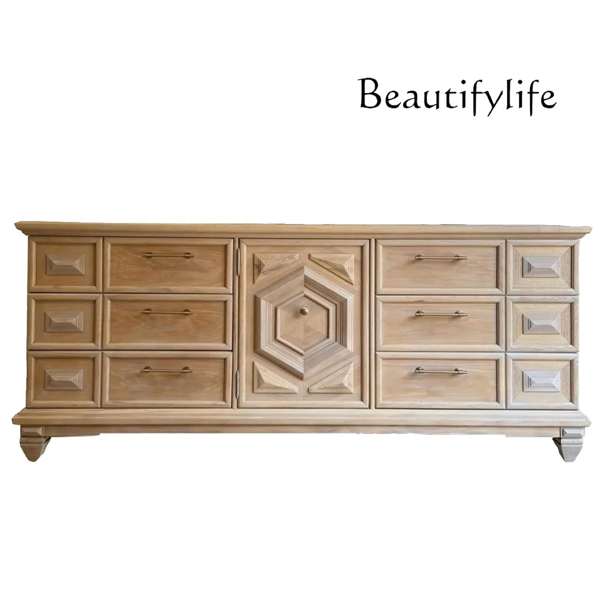 

French Style Retro Porch Chinese Style Entrance Foyer Hallway American Country Solid Wood Sideboard