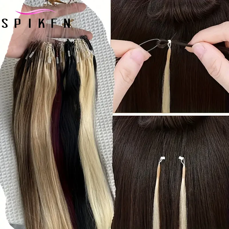 Micro Beads 8D Human Hair 12" 14" 16" 18" 20" Straight Invisible Micro Loop Ring Hair Extensions 50pcs/30g/pack Light Weight