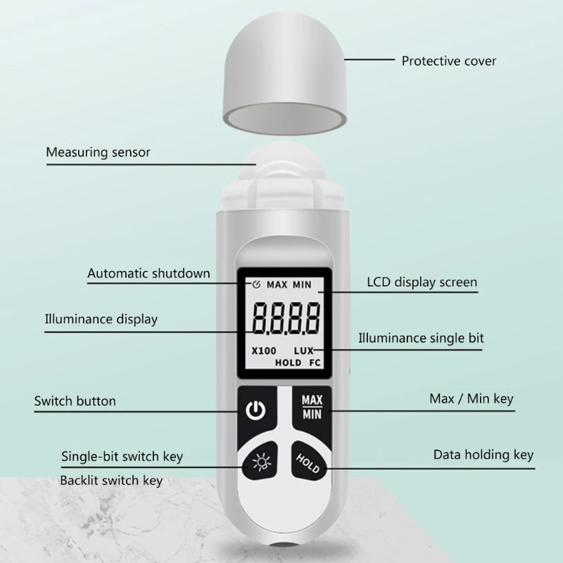 

DigitalLight Meter Освещенность Люксметр Запись ЖК-дисплей 0 ~ 200000 Световой тестер