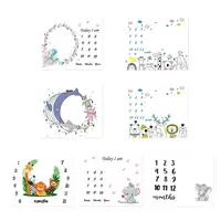 Baby Monthly Record Growth Milestone Blanket Newborn Cute Animal Pattern Photography Props Photo for Creative Background 1
