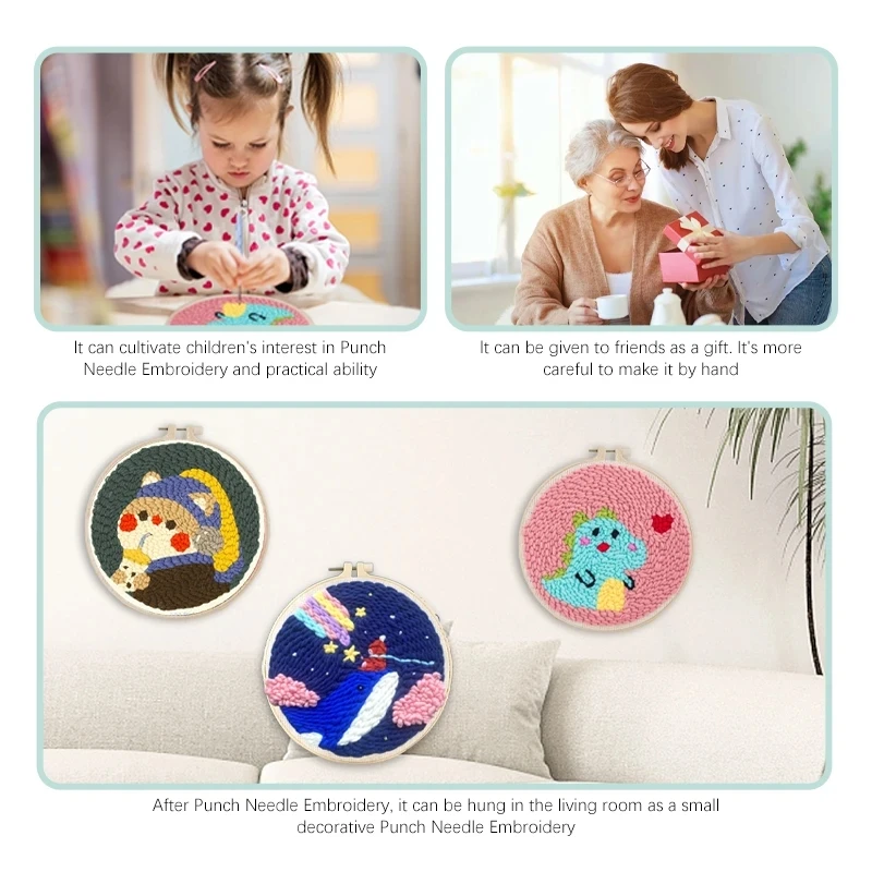 CHENISTORY DIY Punch Needle Embroidery Kit Flowers Rainbow Unique Gift Set  Kill Time Handicrafts For Adults Kids Beginner - AliExpress