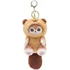 12CM Cartoon Cute Cat Fu Plush Pendant Shark Cat Cross Dressing Raccoon Fox Plush Doll Backpack Pendant Keychain Pendant 5