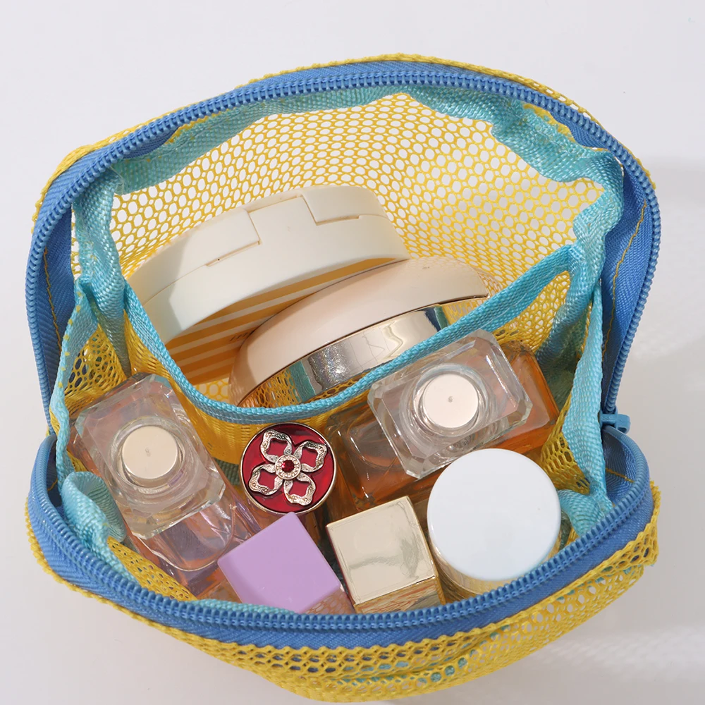Quadratische Netz-Kosmetiktasche, transparent, großes Fassungsvermögen, Aufbewahrungstasche mit Reißverschluss, Make-up-Handtaschen, tragbare Waschtasche, Schreibwarenetui – Detail 8