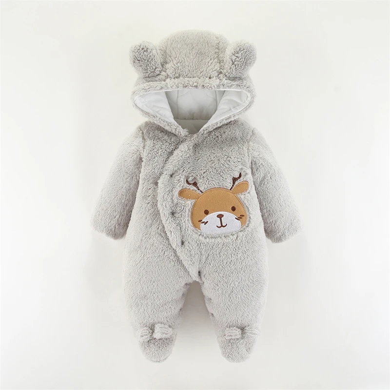 Baby Clothes 0 3 6 9 12 Months Newborn Baby Rompers Cute Christmas Elk Plush Infant Girl Overall Jumpsuit Autumn Winter Warm Baby Boy Clothes