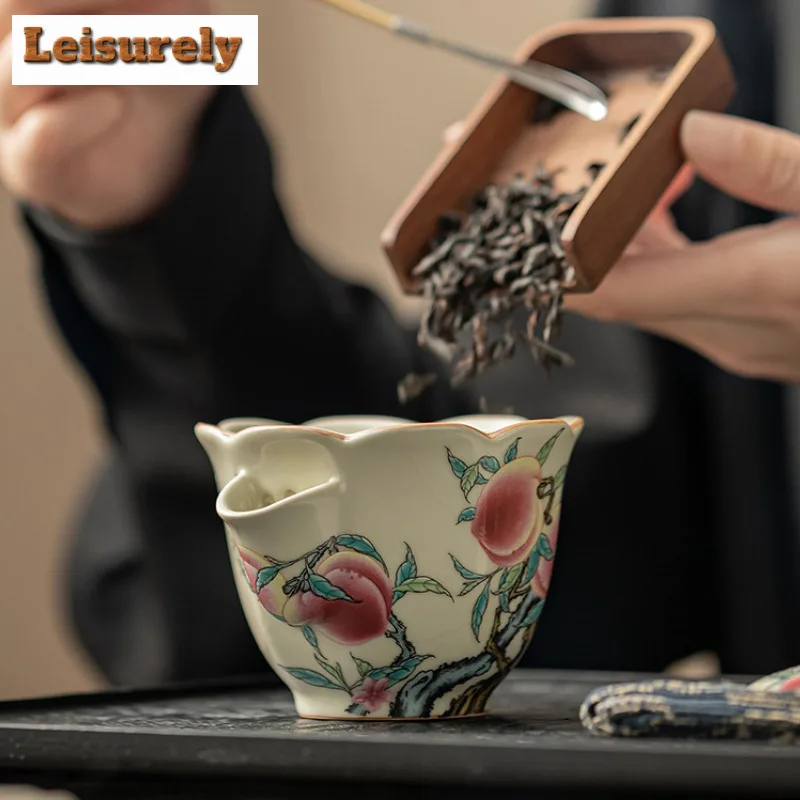 100ml Chinese Ru Kiln Porcelain Teapot Aesthetic Nine Peach Blossom Mouth Pot Tea Brewing Kettle Teaware Accessories Ornaments