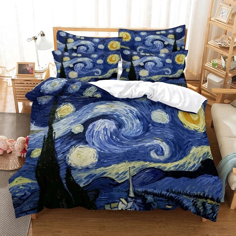 

Oil Painting Van Gogh Star Sky Bedding Set Boys Girls Twin Queen Size Duvet Cover Pillowcase Bed Kids Adult Home Textileextile