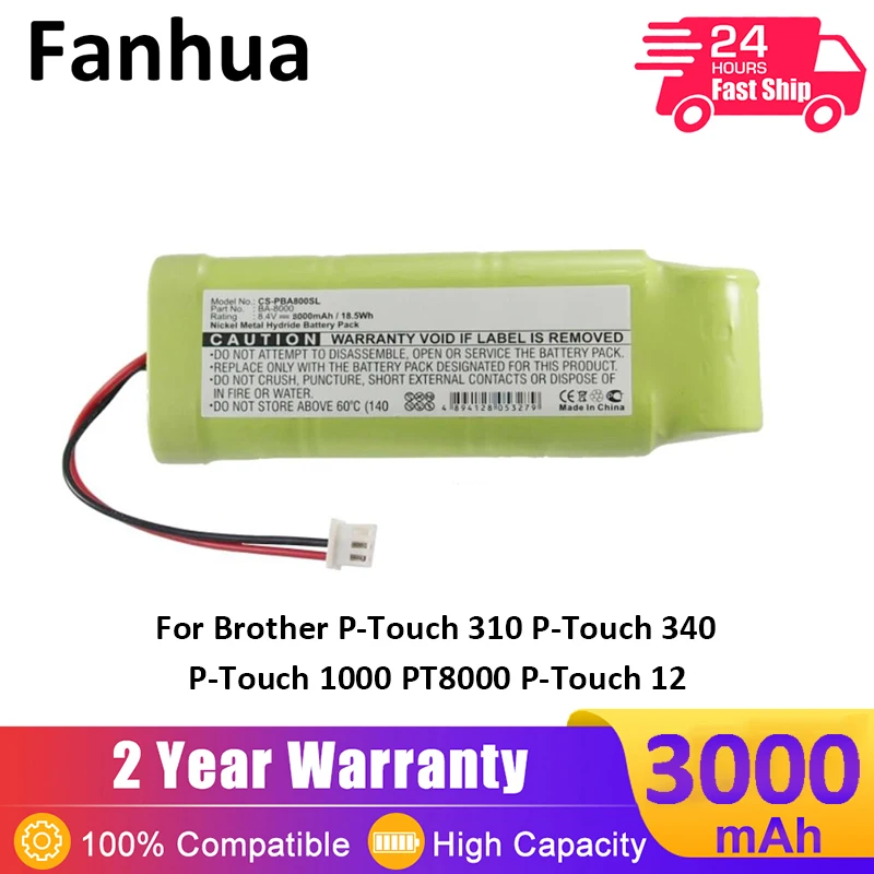 Fanhua Ni-MH Battery 3000mAh for Brother P-Touch 310 P-Touch 340 P-Touch 1000 PT8000 P-Touch 12