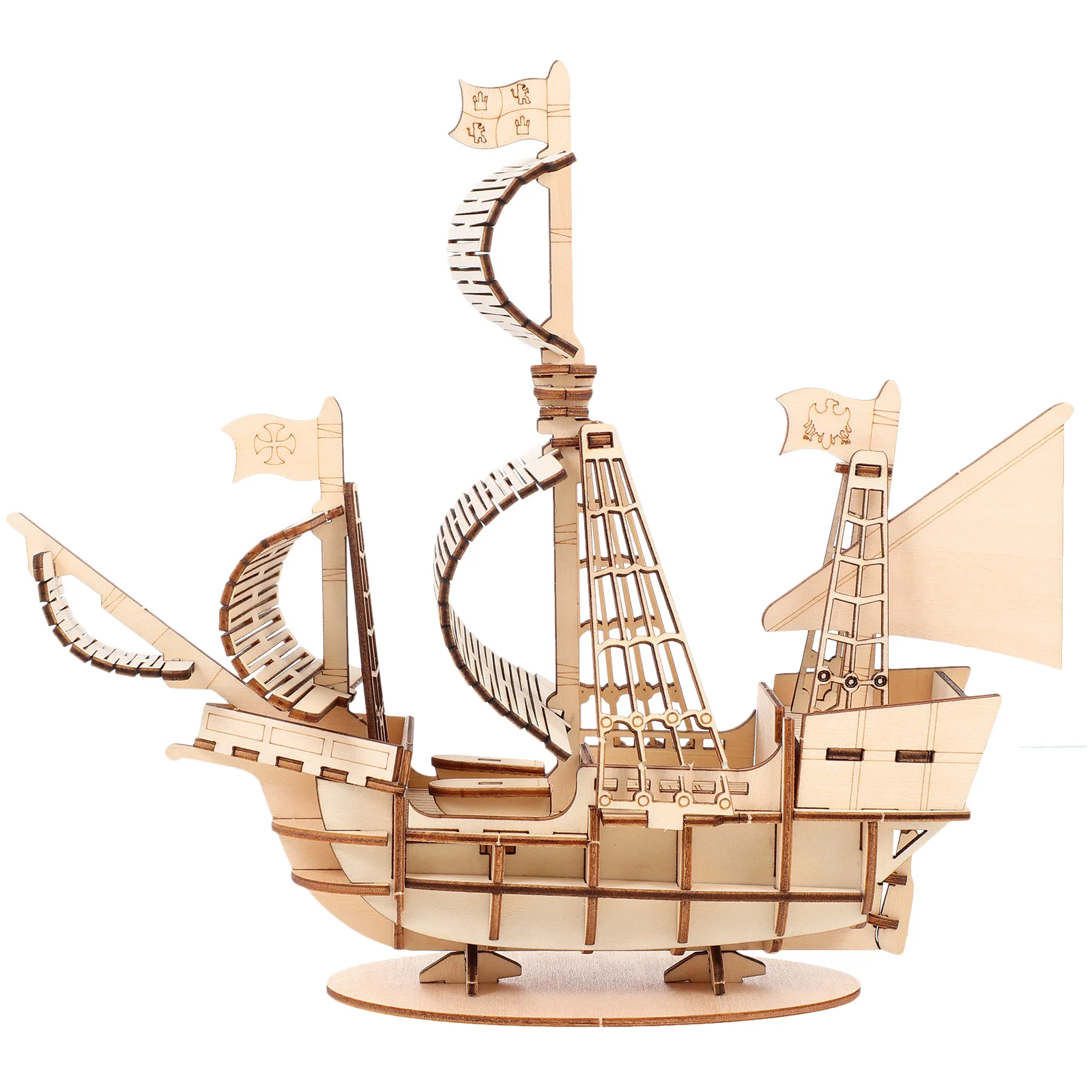 

Diorama Toys Wooden Puzzle for Adults Sailboat Model Assembled 3D Puzzles Sailing Ship DIY Building Parent-child Assembly