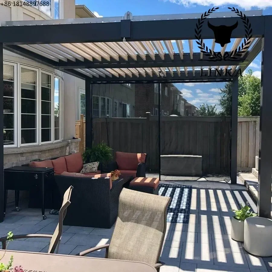 

Waterproof aluminium outdoor garden house louvered roof bioclimatic pergola
