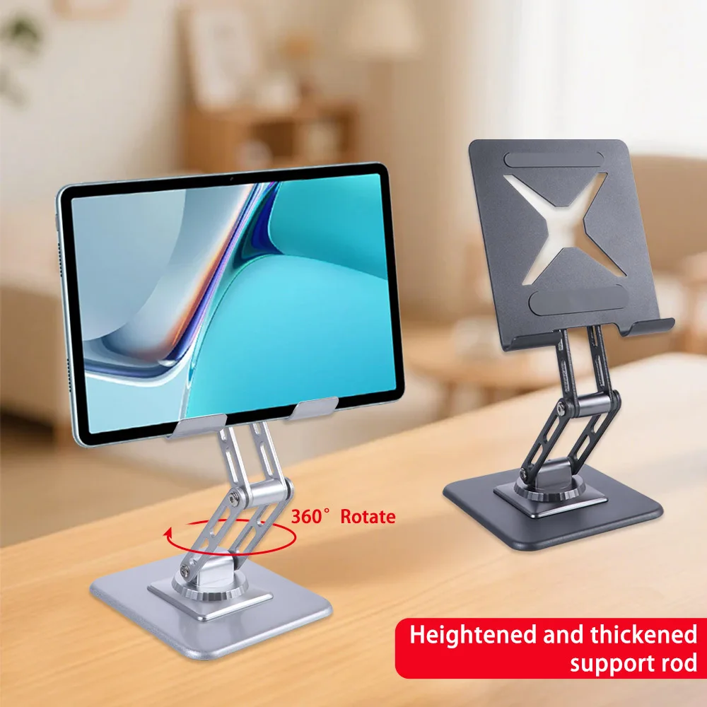 Rotatable Foldable Adjustable Tablet and Phone Stand with Anti-Slip Metal Frame