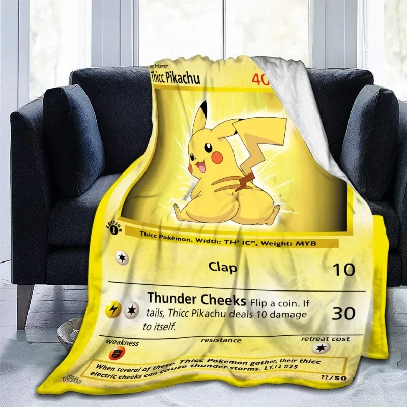 

Pokemon Cartoon Digital Printing Winter Warm Blanket Flannel Cashmere Blanket Household Bedding Nap Blanket Christmas Gift