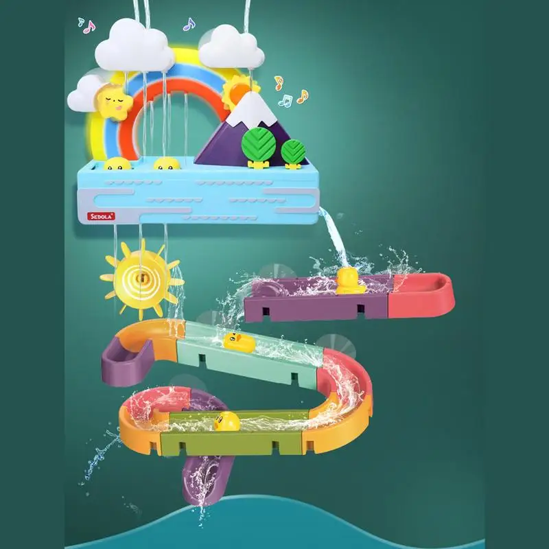 

Детские Игрушки для ванны, трековая ванна, детская игрушка для игры в душе, водные горки, шарики, Интерактивная музыкальная детская настенная ванна для детей