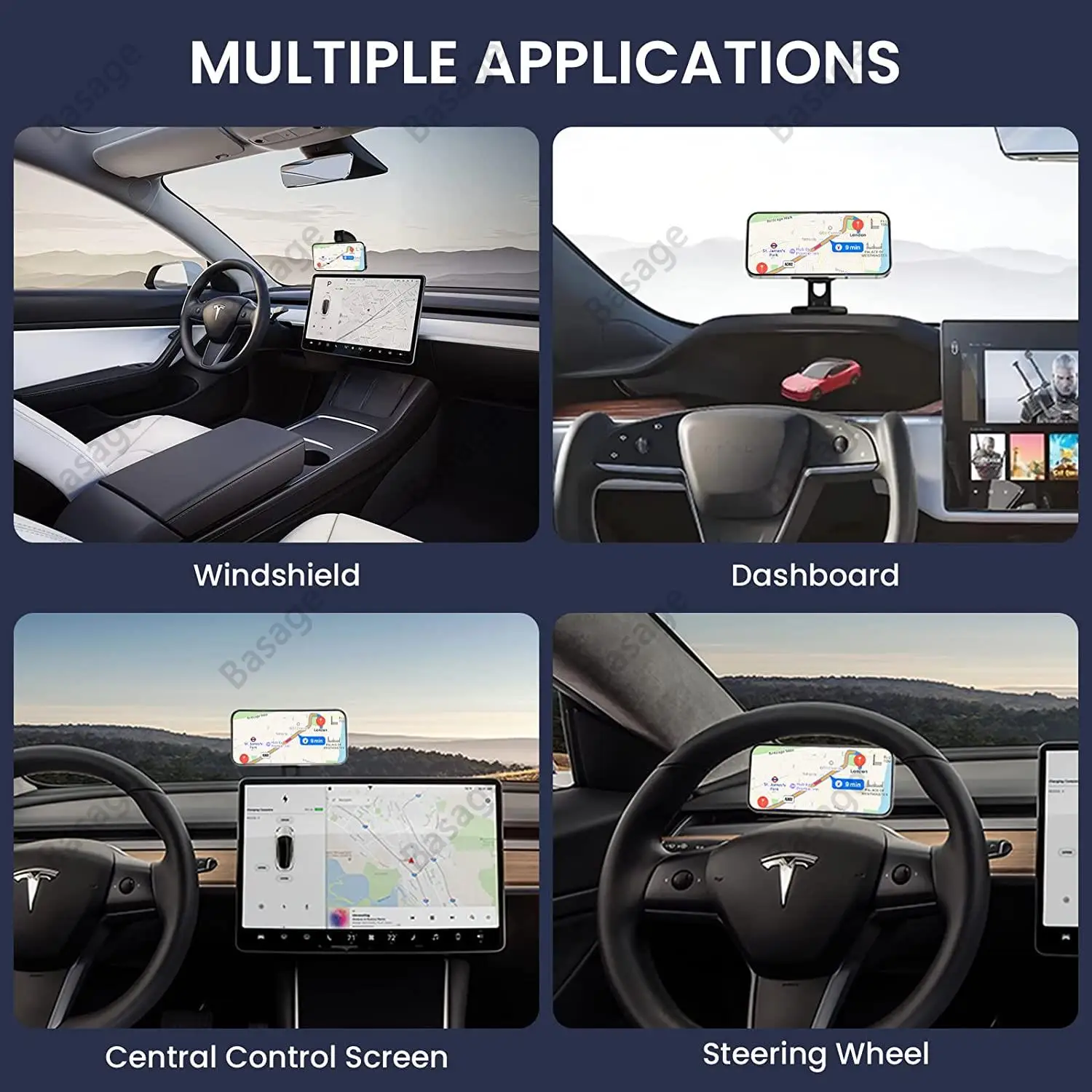 Für magsafe kabelloses schnelles Aufladen magnetischer Autotelefon halter  GPS Navigation Telefonst änder Auto Armaturen brett halterung für Tesla  Modell 3/y - AliExpress