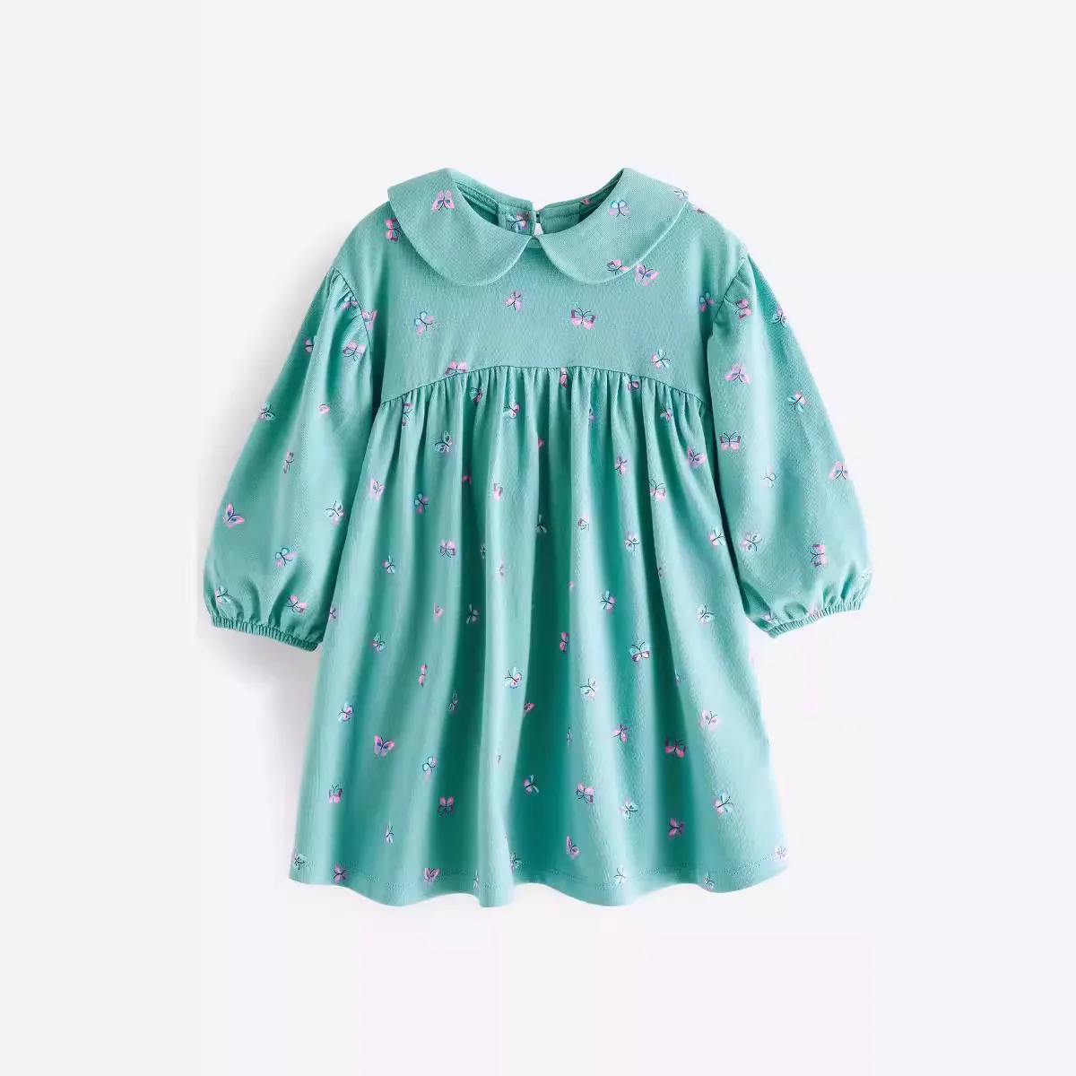 Children's Clothing Turndown Collar Cotton Cartoon Butterfly Dress Spring  Autumn Clothes Kids Baby Girls