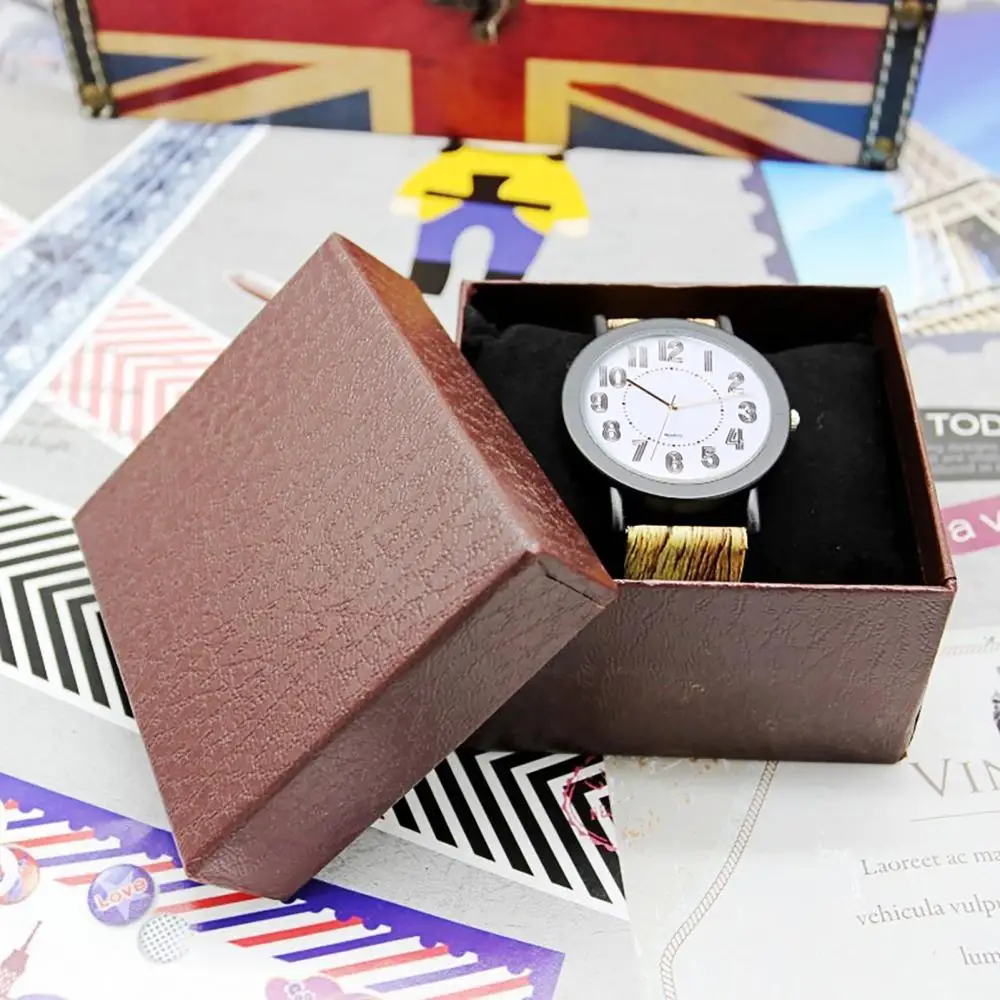 Watch Storage Box Watches Storage Box Faux Leather Wrist Watches Display Holder Solid Color Jewelry Organizer Case Gift